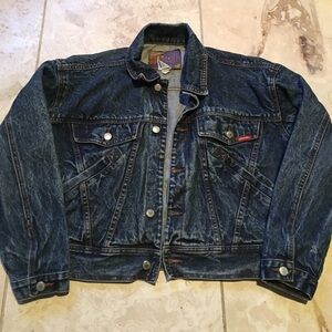 VINTAGE ACID WASH DENIM JEAN TRUCKER JACKET